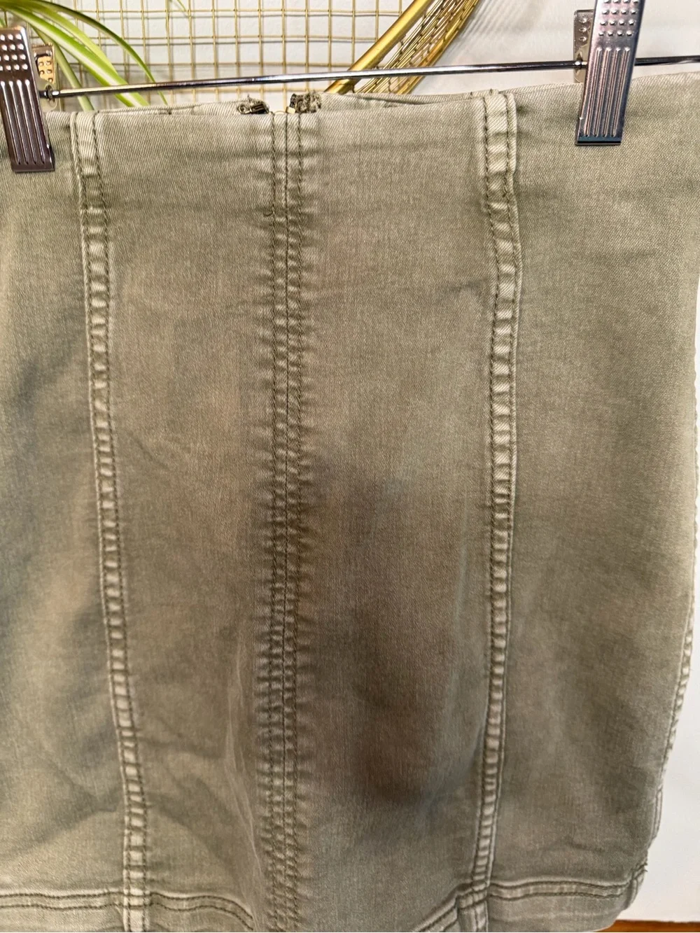 Free People Olive Green Panel Mini Skirt